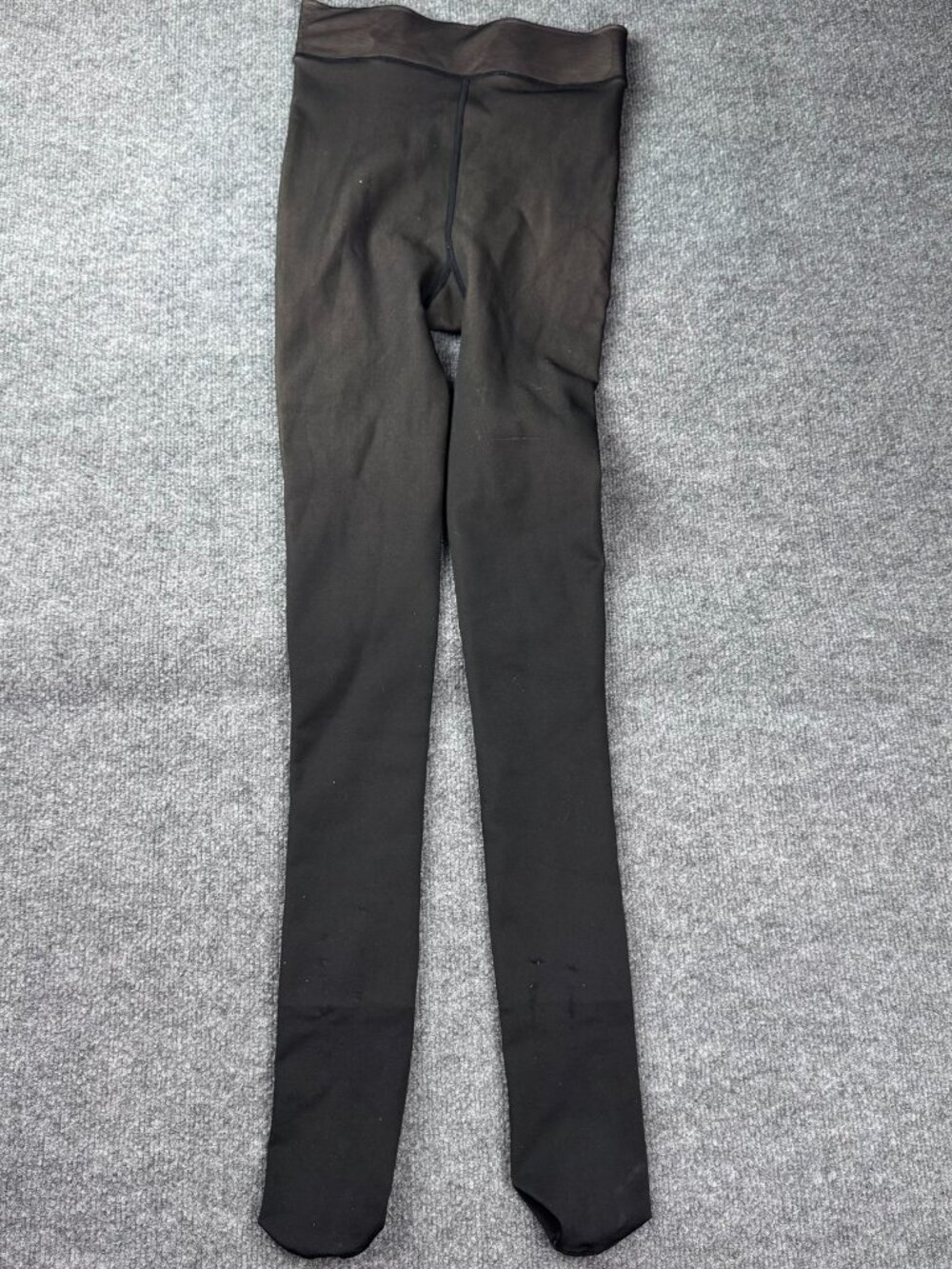 Thermal Fake Translucent Womens Leggings Warm Fleece Footed Tights Black Stained